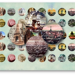 DIGITAL Paris 1 Inch Circles - Digital Collage Sheet Download - Etsy