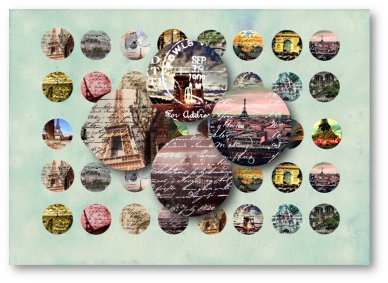 DIGITAL Paris 1 Inch Circles - Digital Collage Sheet Download - Etsy