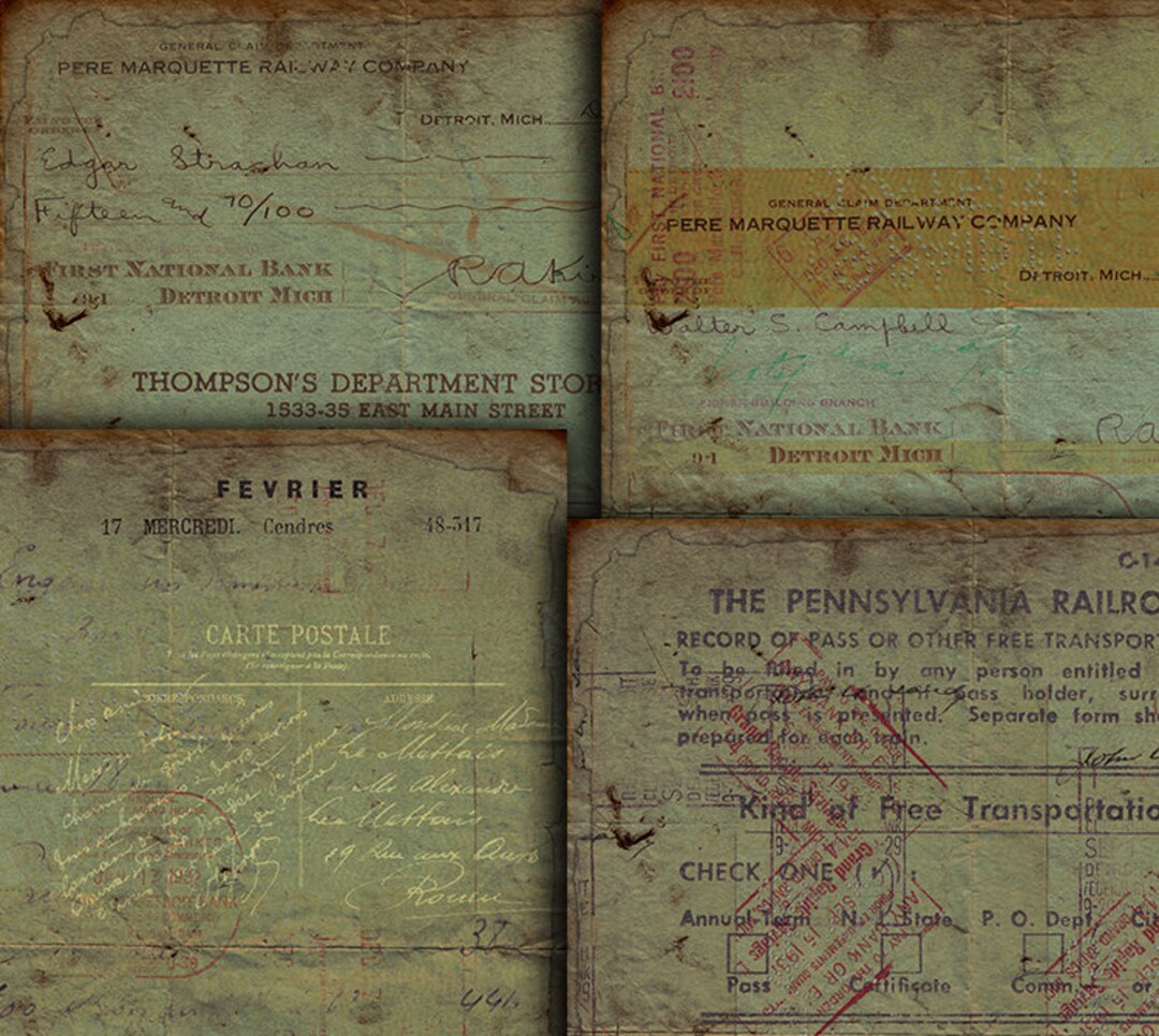 DIGITAL Vintage Grunge Junk Journal Ephemera - Digital Collage Sheet ...