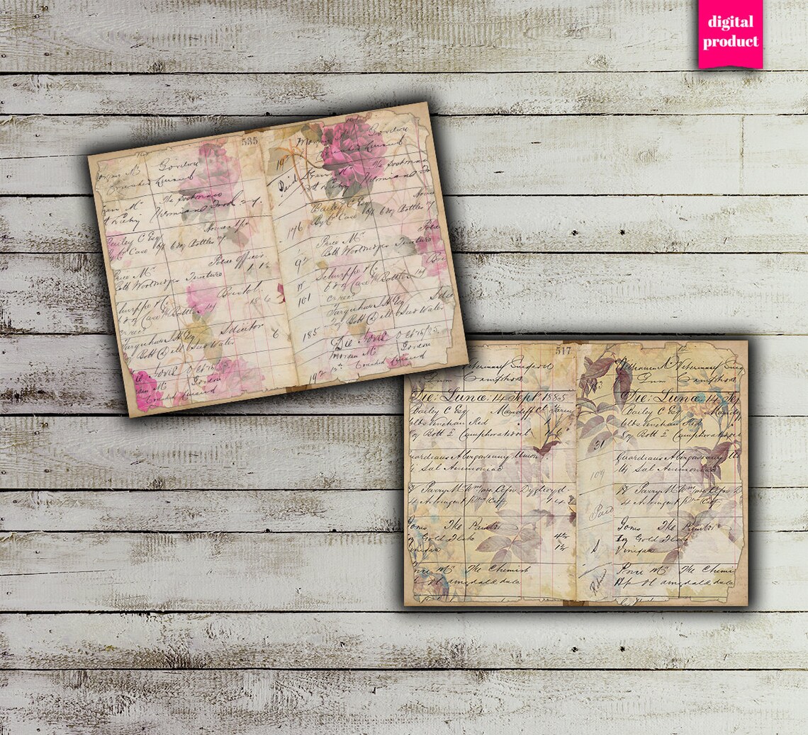 DIGITAL Floral Grunge Junk Journal Pages Printable Grunge - Etsy