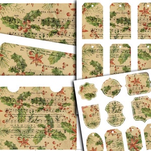 DIGITALE Weihnachtslieder Junk Journal Kit - Digital Paper Download - Printable Vintage Ephemera - VBM2116