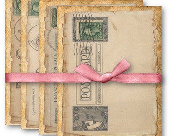 Vintage Postcard Digital Collage Sheets: Printable Ephemera (Digital Download)