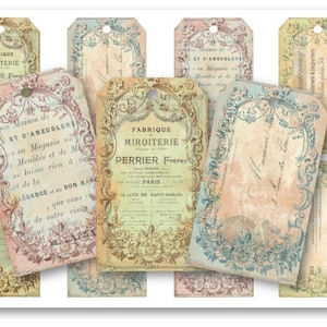 DIGITAL Ephemera Gift Tags Digital Collage Sheet Download - 714 - Digital Paper - Instant Download Printables