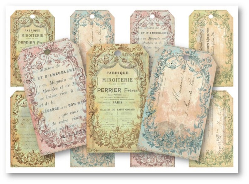 Vintage Ephemera Gift Tags: Printable Collage Sheet (digital Download ...