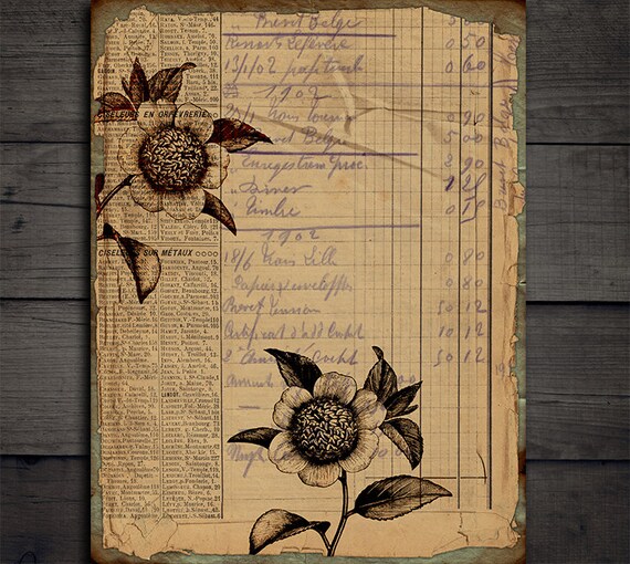 DIGITAL Vintage Botanical Junk Journal Ephemera - Digital Collage