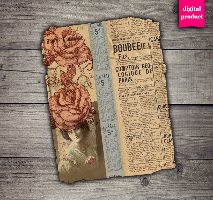 Vintage Grunge Ephemera Collage Sheets: Printable Digital Download ...
