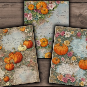 Vintage Pumpkin Fall Digital Papers: Junk Journal Ephemera (Digital Download)