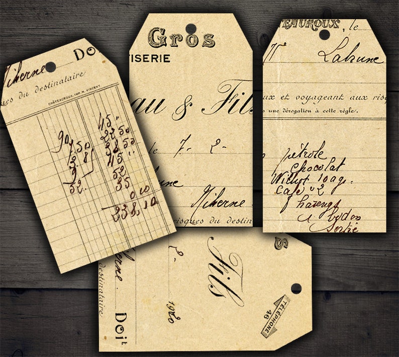 DIGITAL Vintage Ephemera Tags Digital Collage Sheet Download - Etsy