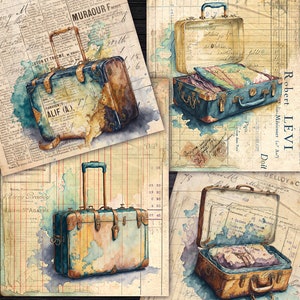 DIGITALE Grunge Reise Ephemera - Digitale Vintage Koffer Papier Download - Grunge Reise Junk Journal Ephemera Travel Kit - VBM2981
