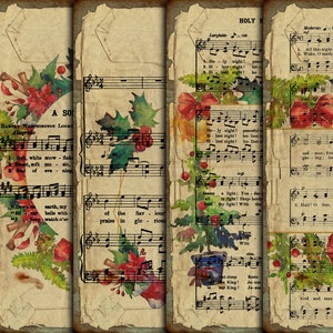 DIGITALE Vintage Weihnachten Notenblätter - Digitale Vintage Weihnachtslieder Papier Download - VBM2163