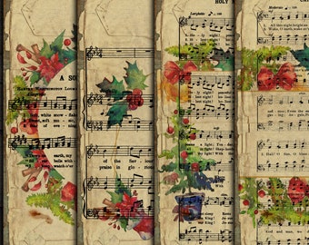 DIGITAL Vintage Christmas Music Sheets - Digital Vintage Christmas Songs Paper Download - VBM2163