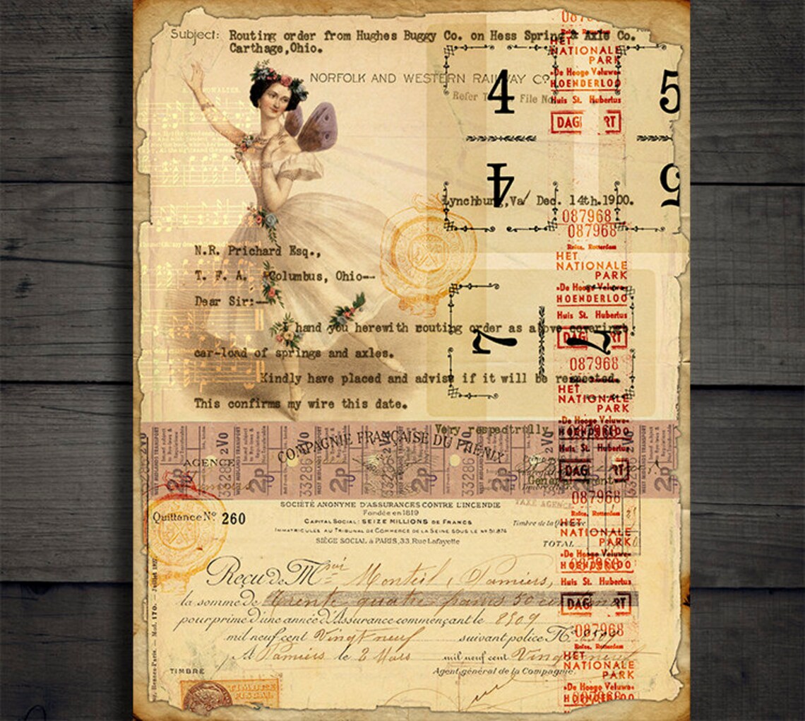 DIGITAL Vintage Grunge Ephemera - Digital Collage Sheet Download - VBM ...