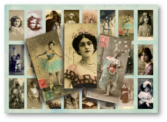 DIGITAL Vintage Photos 1x2 Inch - Digital Collage Sheet Download - Etsy