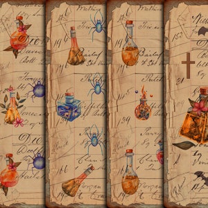 DIGITAL vintage Halloween Potions - Printable Junk Journal Digital Collage Sheet Download - VBM2123