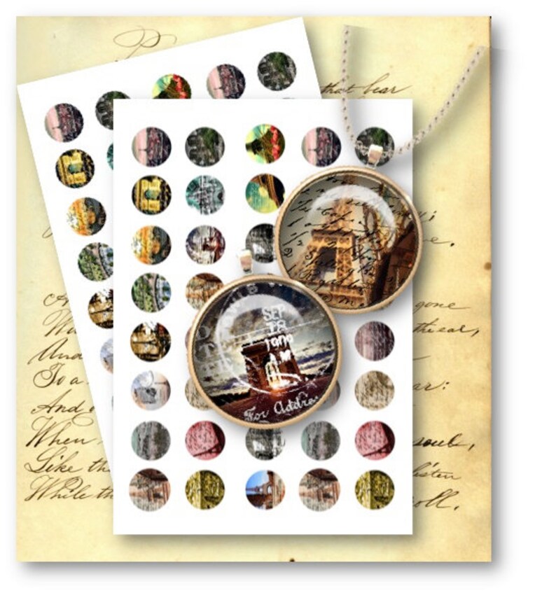 DIGITAL Paris 1 Inch Circles - Digital Collage Sheet Download - Etsy