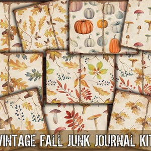 Vintage Fall Junk Journal Kit: Pumpkins & Leaves (Digital Download)