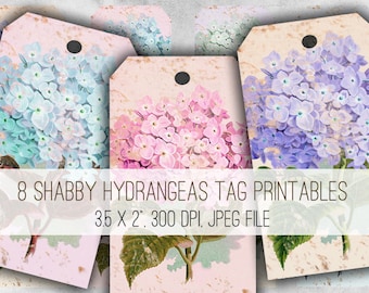 DIGITAL Hydrangeas Gift Tags Digital Collage Sheet Download - 1021 - Digital Paper - Instant Download Printables