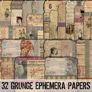 Vintage Grunge Ephemera - Wydrukowalne Grunge Ephemera, Zestaw Junk Journal, Cyfrowy papier do pobrania - VBM3333