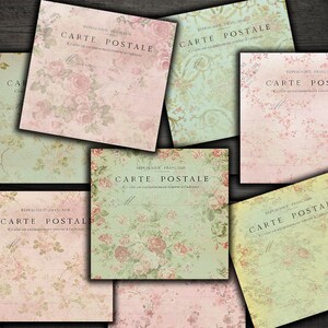 DIGITAL Digital Floral Carte Postale Images for Coasters