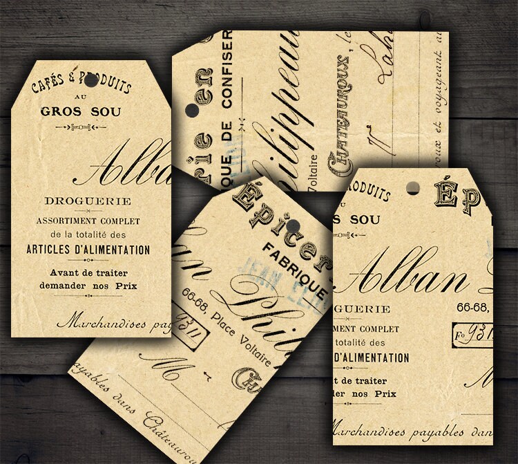 DIGITAL Vintage Ephemera Tags Digital Collage Sheet Download - Etsy