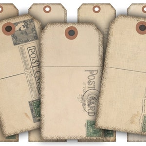 DIGITAL Vintage Postkarten Tags Digital Collage Sheet Download -200- Digitales Papier - Instant Download Printables