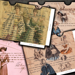 DIGITAL Vintage Fashion Envelopes  - Digital collage sheet download