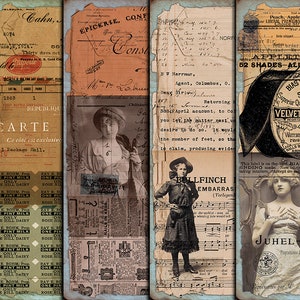 CYFROWE Vintage Grunge Ephemera - Cyfrowy arkusz kolażu do pobrania - VBM1695