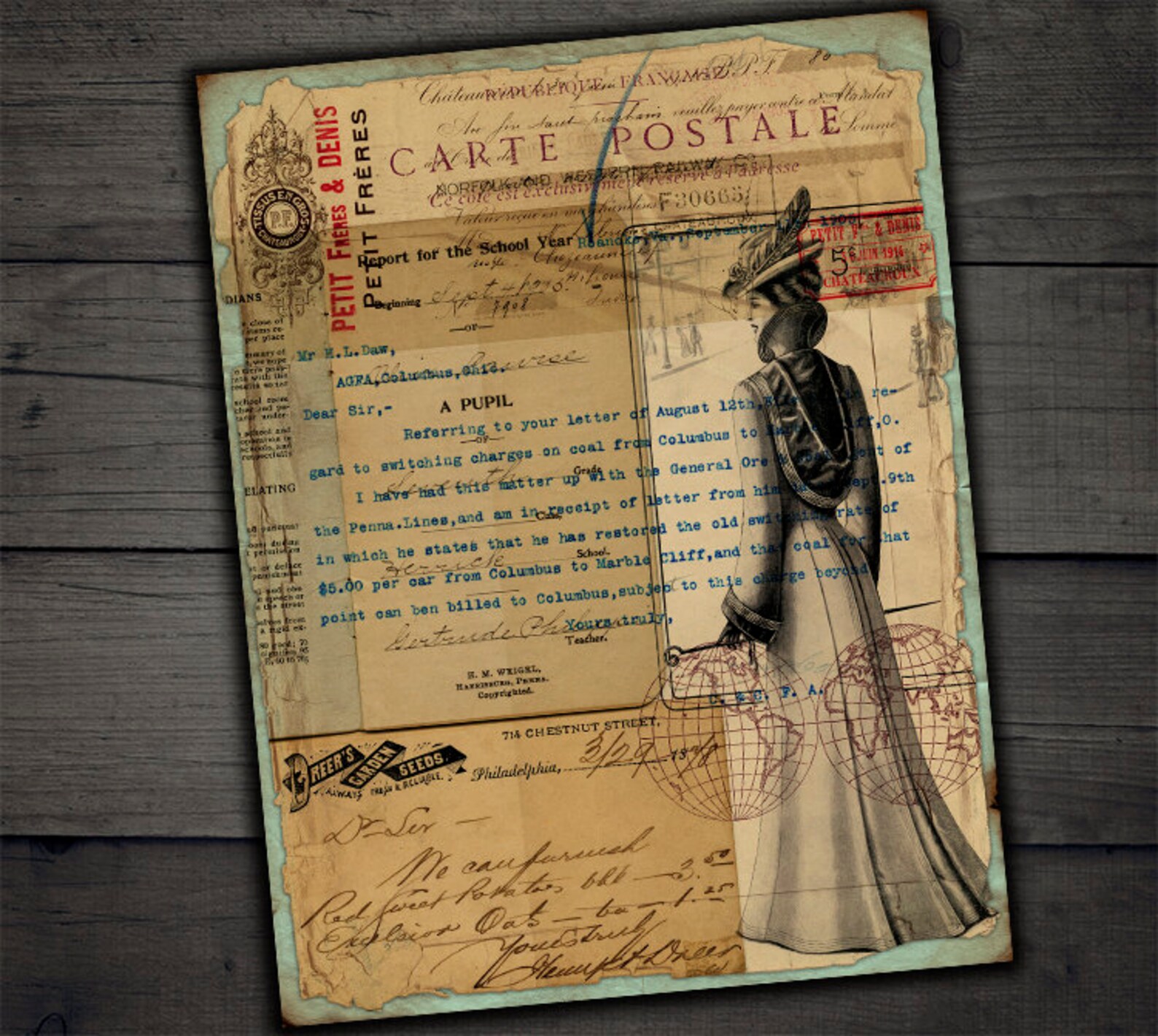 DIGITAL Vintage Grunge Ephemera - Digital Collage Sheet Download - Etsy