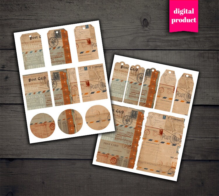 DIGITAL Vintage Postal Junk Journal Kit Download - Printable Grunge ...