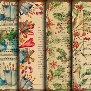 Cyfrowe Vintage Christmas Digital Papers - Wydrukowane Junk Journal Ephemera - VBM1973