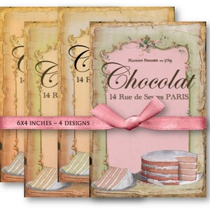 Vintage French Birthday Cake Digital Collage Sheet (Digital Download)