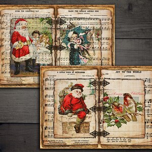 Vintage Christmas Junk Journal Pages: Santa, Carols (Digital Download)