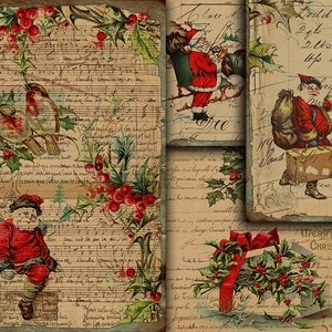 DIGITAL Vintage Christmas Printable Junk Journal Ephemera - Digital Paper Download - VBM2031