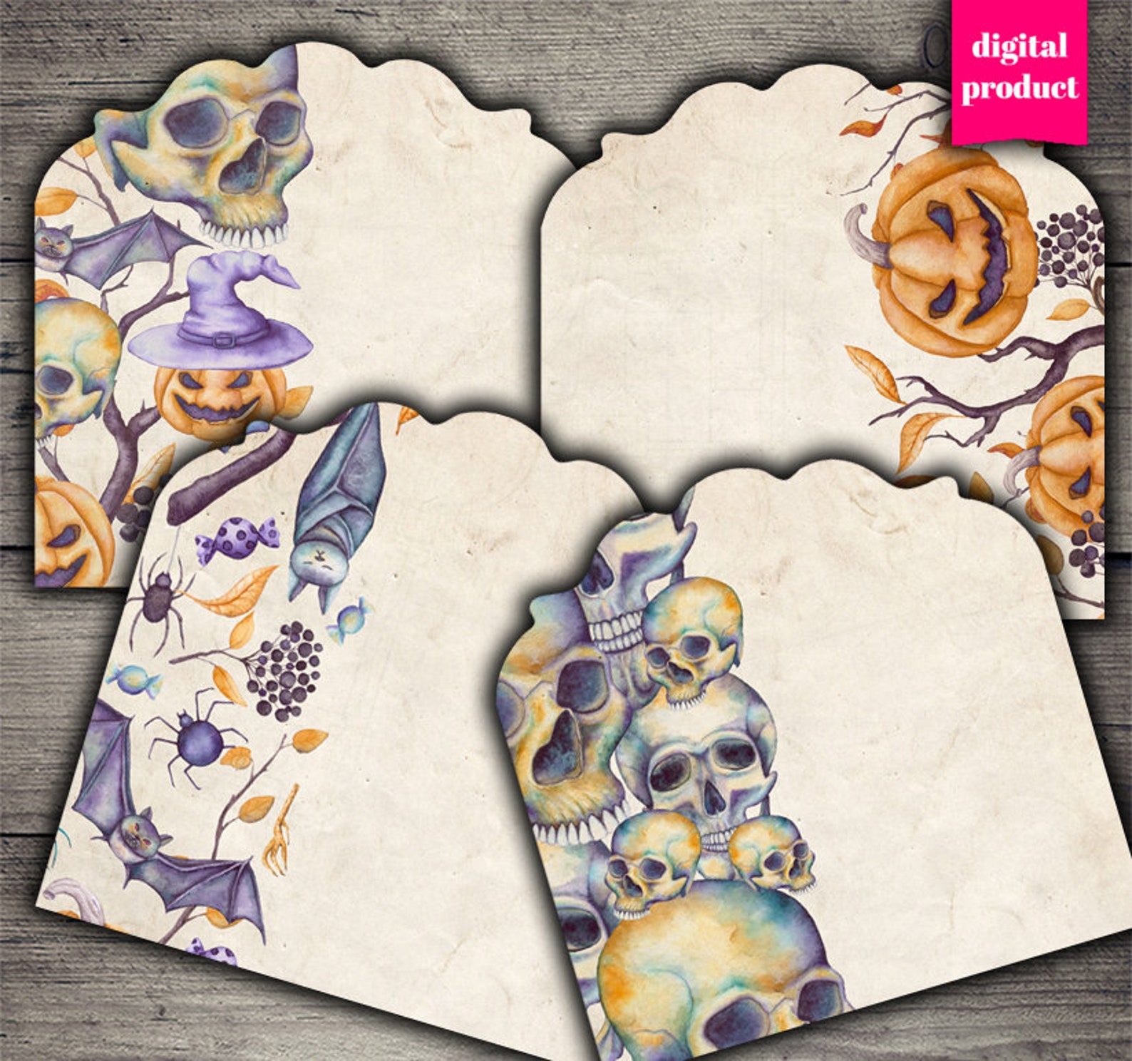 DIGITAL Halloween Printable Envelopes Halloween Graphics | Etsy
