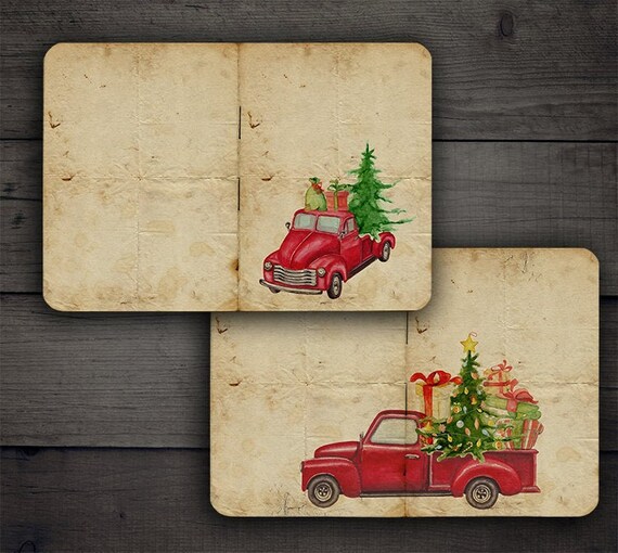 DIGITAL Christmas Red Truck Printable Junk Journal Pages