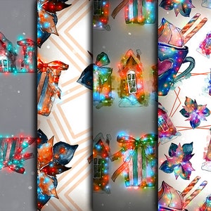 DIGITAL Christmas Lights Digital Paper Download