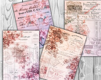 DIGITAL Vintage Floral Ephemera - Digital Collage Sheet Download - VBM1376