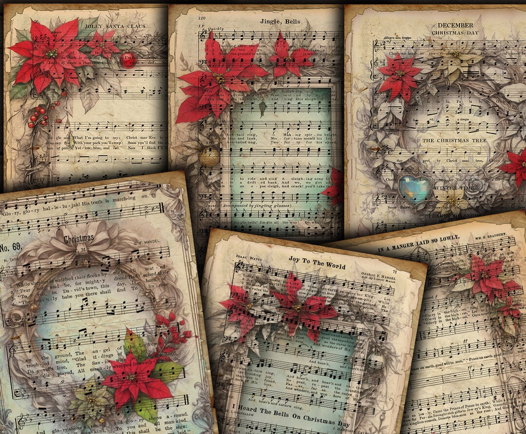 Digital vintage christmas songs printable music sheets christmas