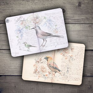 DIGITAL Bird Cartas manuscritas Download de folha de colagem digital