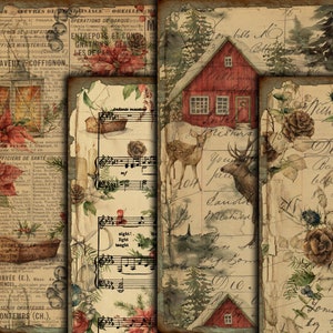 DIGITAL Vintage Weihnachten Printable Junk Journal Ephemera - Digitale Weihnachtspapiere Download - VBM2339