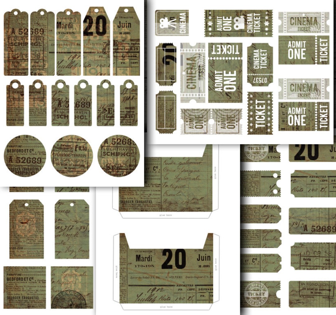 DIGITAL Vintage Ephemera Digital Junk Journal Kit - Printable Tags ...