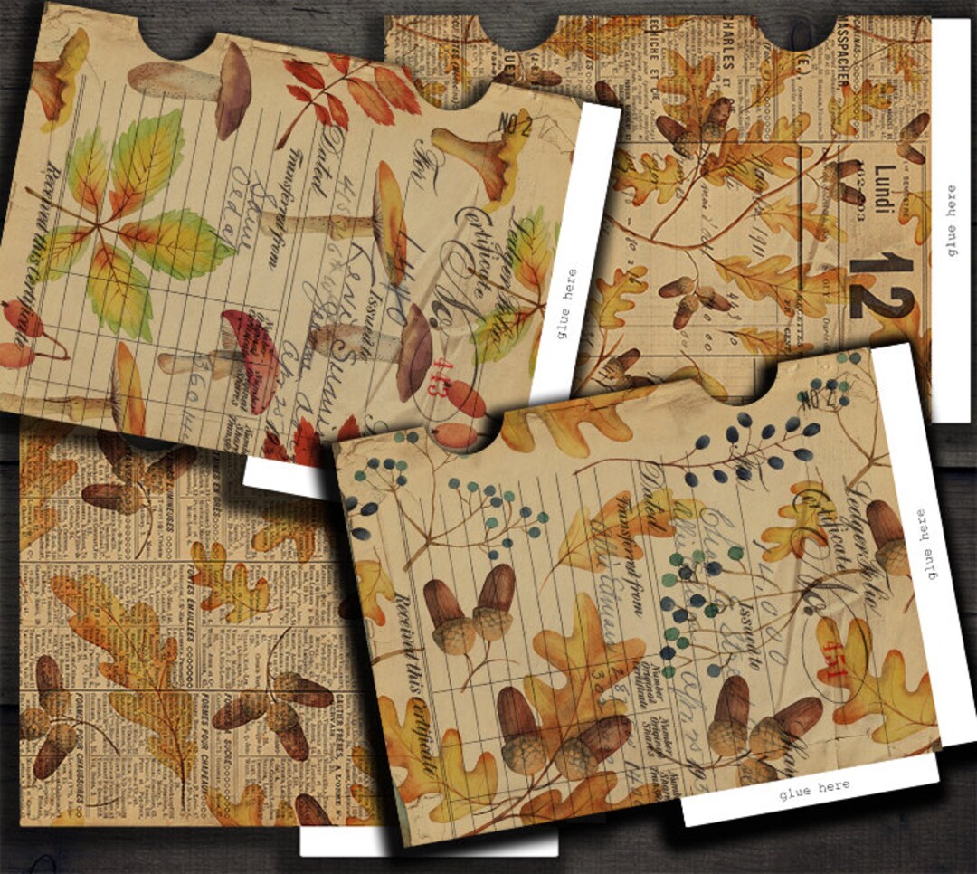DIGITAL Vintage Fall Printable Envelopes - Digital Collage Sheet ...