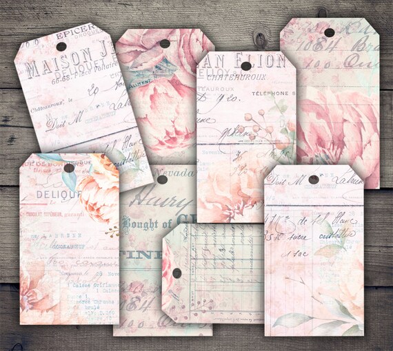 Collage Sheets Paper Printable Digital Collage Sheet Shabby Chic Tags ...