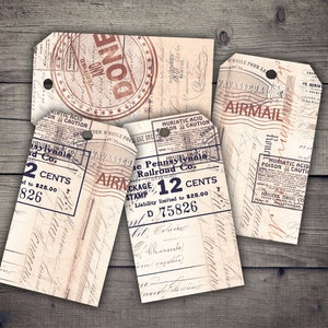 DIGITAL Vintage Postal Tags Digital Collage Sheet Download - VBM1519 - Etsy
