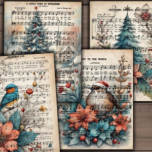 CYFROWE Vintage Christmas Songs Music Sheet - Cyfrowy arkusz kolażu do pobrania - VBM3241