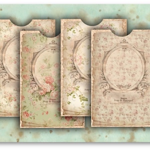 DIGITAL Antique Floral Envelopes Digital Collage Sheet Télécharger -530- Papier numérique - Instant Download Printables