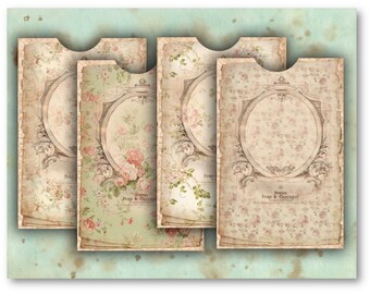 DIGITAL Antique Floral Envelopes Digital Collage Sheet Download -530- Digital Paper - Instant Download Printables