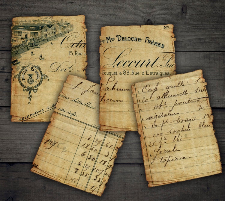 DIGITAL Vintage Grunge Ephemera Digital Collage Sheet Download - Etsy