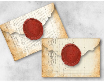 DIGITAL Wax Seal Ephemera Envelopsen Digitale Collage Sheet Download -939- Digitaal Papier - Instant Download Printables