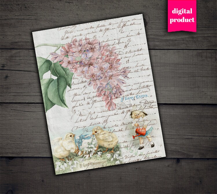 DIGITAL Vintage Easter Ephemera - Printable Easter Paper Download ...